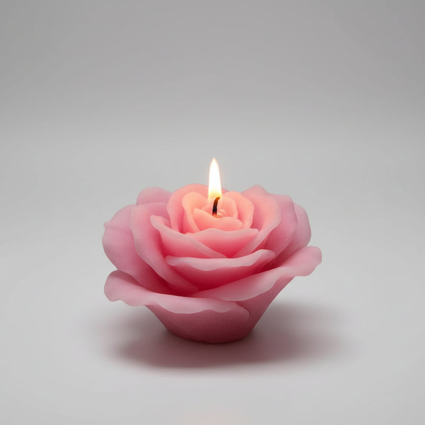 Open Rose Floral Candle