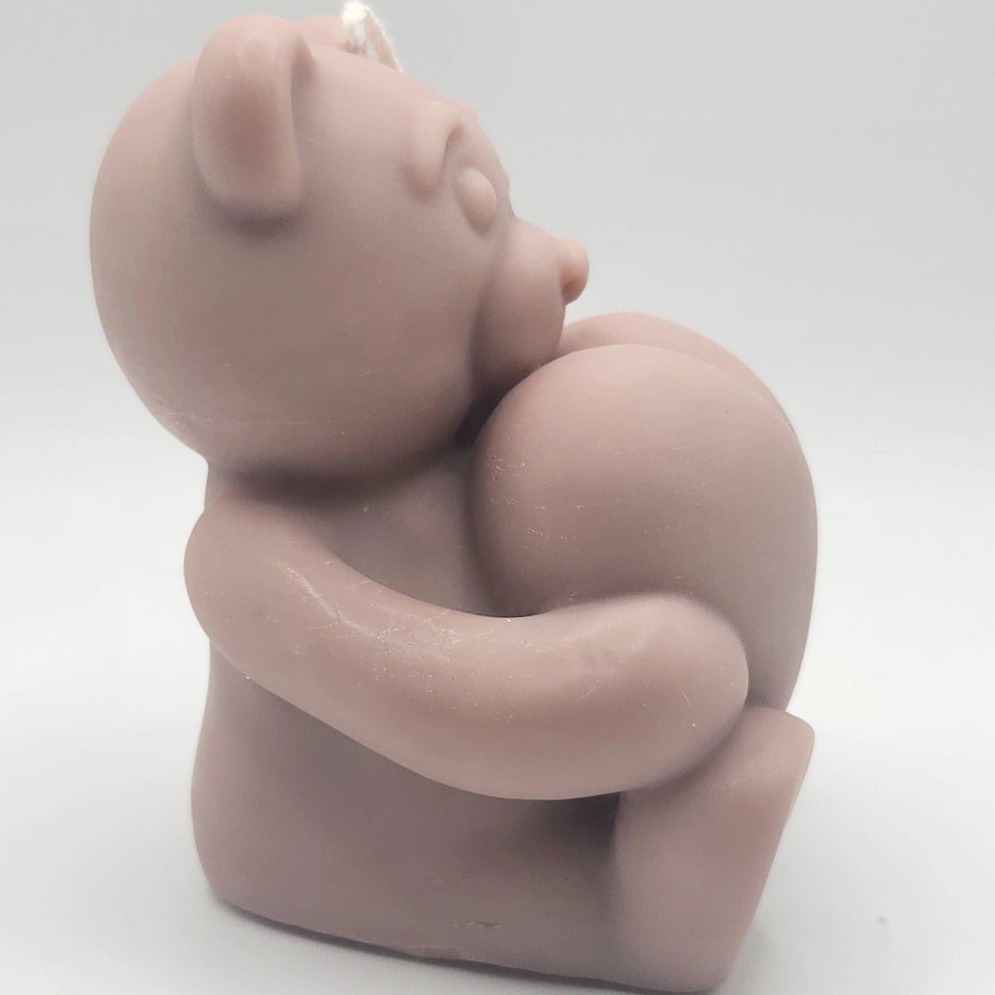 Sitting Bear With Heart Candle