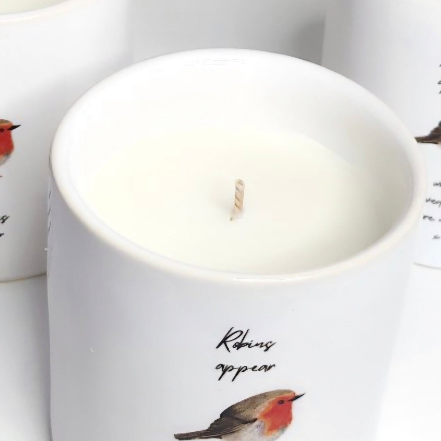 Robins Appear When Loved Ones Are Near Ceramic Candle