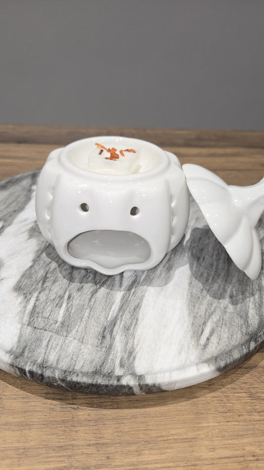 White Ceramic Pumpkin Fragrance Burner for Oils & Wax Melts - Autumn Home Fragrance