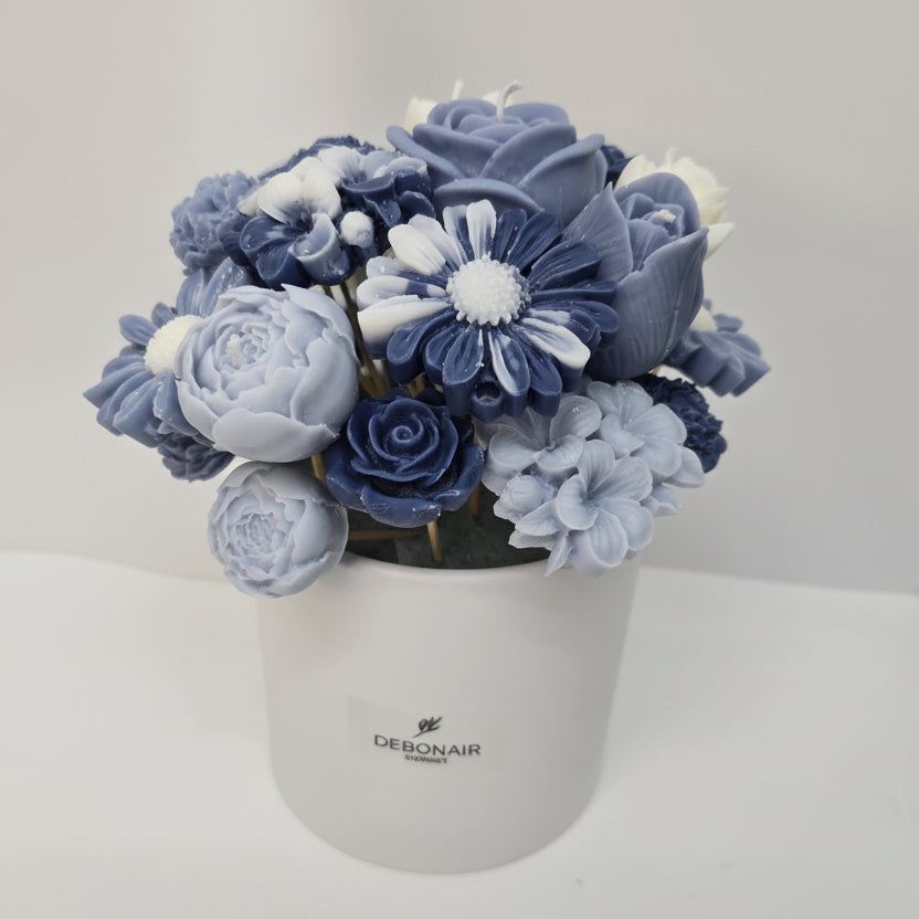 Scented Wax Flower Candle Bouquet - Ocean Breeze