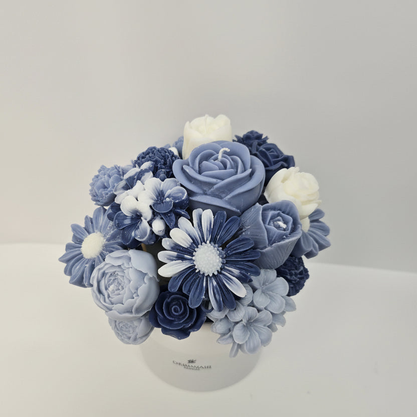 Scented Wax Flower Candle Bouquet - Ocean Breeze