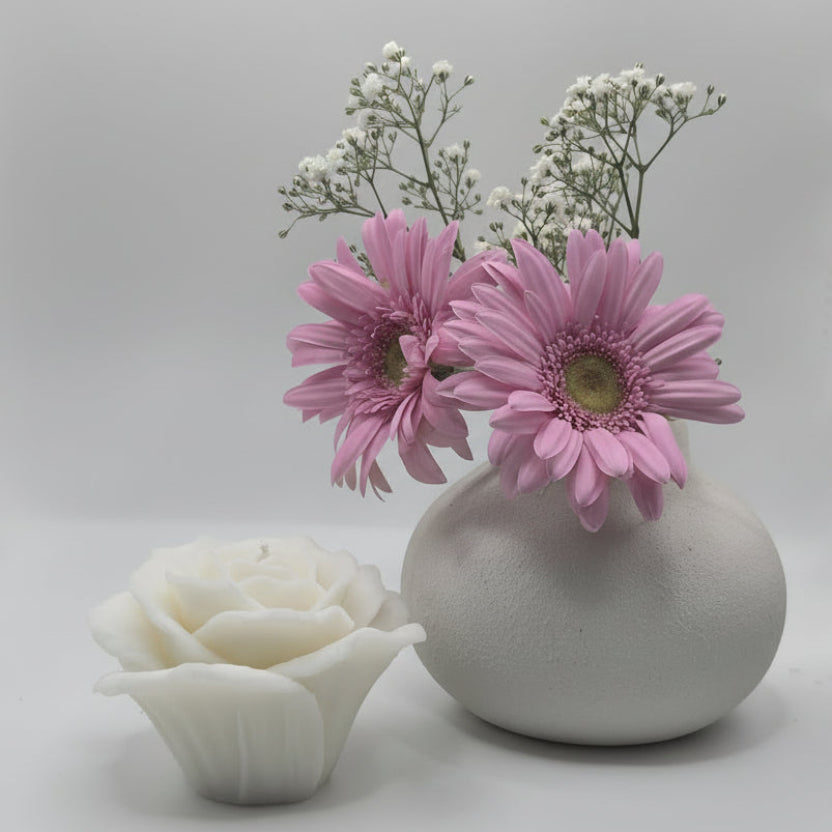 Open Rose Floral Candle