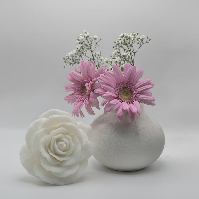 Open Rose Floral Candle