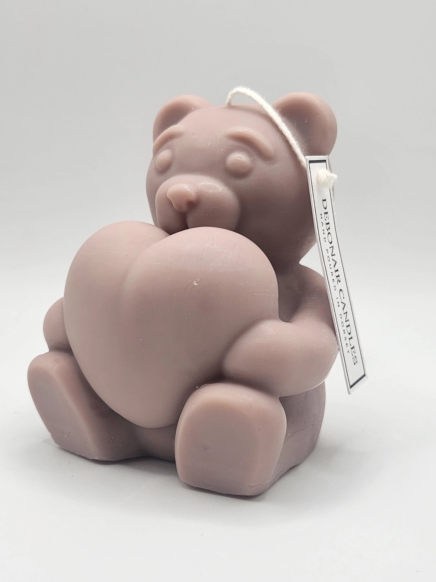 Sitting Bear With Heart Candle