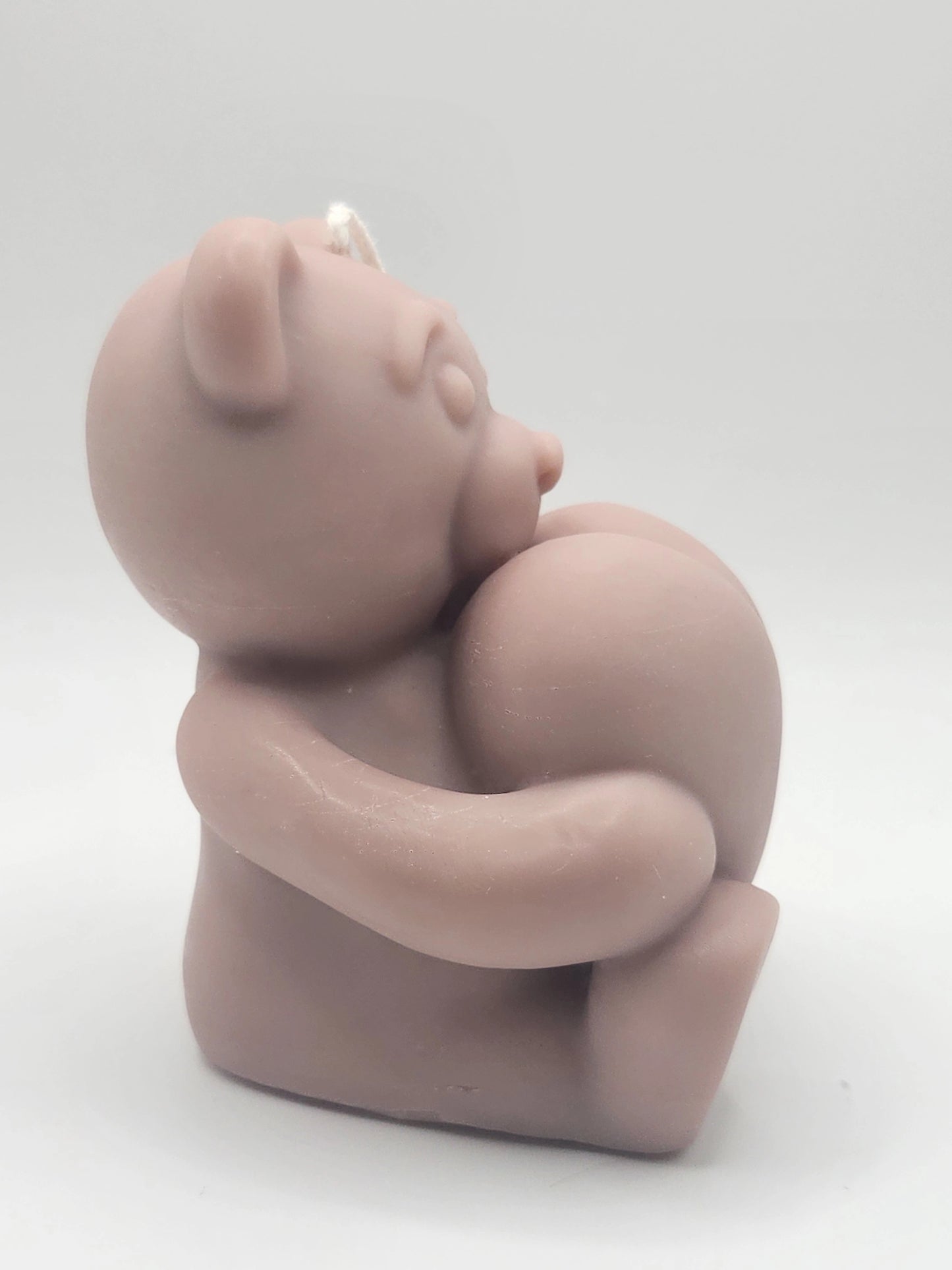 Sitting Bear With Heart Candle